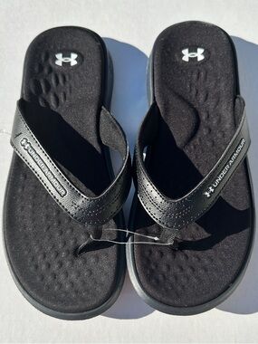Under Armour Womens Ignite Black Flip Flop Slides Sandals Size 6 NEW